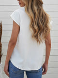 Summer White Lace Blouse Women Casual Shirt Short Sleeve Elegant Tops Fashion Solid Loose 2023 Office Lady T-shirt