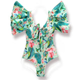 Sexy One Piece Swimsuit Women Swimwear Push Up Monokini Ruffle Swim Suit Bathing Suit Summer Beach Wear