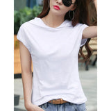 Femininas 2021 T Shirt Hooded T-Shirt Women Short Sleeve Summer Tops Vetement Femme Tshirt Plus Size Poleras De