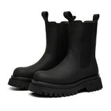 2025 New Youth Round Head Frosted High Help Middle Tube Thick Bottom Set Foot Men's Flat Heel Martin Boots
