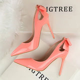 Shoes Patent Leather Women Heels Pointed Toe Woman Pumps Sexy High Heels 2022 Hot Bow-Knot Pumps Women Stiletto