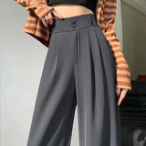 Zingj Pants Female Autumn 2024 New High Waist Pendant Straight Pear Shaped Pants Narrow Version Of The Floor Wide Leg Pants-Outfit