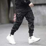 Fashion Brand Overalls Men's Personality Ribbons And Feet Korean Version Of The Trend Loose Street Hip-Hop Harlan