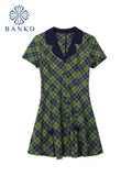 Short Sleeve Sexy Mini Pleated Dress Summer Women Fashion V-neck Preppy Style Streetwear Outfits Lattice Y2K Party