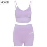 Sexy Casual Camisole and Short 2 Piece Set Women Streewear Fitness Outfit Sportswear Summer Beach Cotton Tracksuit