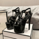 Zingj Waterproof Platform 2023 Summer And Autumn Fashion New Hollow Out Thin Heel Ultra High Heel Casual Fashion Sandals Women's Singles