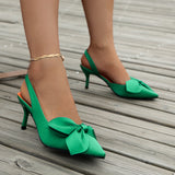 Zingj Heel Sandals Women 2024 Summer Pointed Fashion Bow Baotou Back Empty Thin Heel Fashion Women's