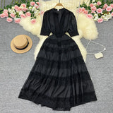 Zingj New French Fashion Gentle And Dignified Retro Palace Yanfeng Long Sleeve Stitching Lace Lace Dress Long