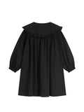 Spring New Women One Piece Dress Female Lantern Sleeve Peter Pan Collar Vintage Sweet Elegant High Waist A-line Mini