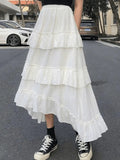 Irregular Tiered Midi Skirt- Outfit