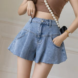 Hem Wide Leg Denim Shorts for Women Casual Summer Frayed Short Jeans High Waist Distressed Jean Hot