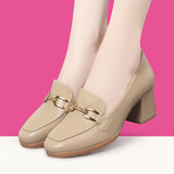 Yuan For A Pair Of Clearance High-Heeled Shoes Breathable Soft Leather Ladies Shoes Fashion Single Shoes Soft Soles Mother