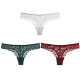 3PCS/Set Sexy Panties Women Low-waist Briefs Female Lace Embroidery Underwear Transparent G String Underpant