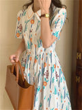 Kitty Summer Dress Women Retro Hot OL Short Sleeves Chic Embroidery Flowers 2022 Slim Stylish Casual Lady New Sweet