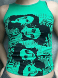 Gothic Screen Print Crop Tank Top- Outfit
