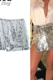 Silver Sequin Skirt Woman Glitter Short Skirt Women High Waist Sexy Mini Skirt Y2k Streetwear Fashion Slit Winter