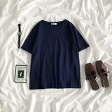 Tee Shirt Solid Color Basic T-Shirt Women Casual O-neck Harajuku Top Korean Hipster Cotton Basic