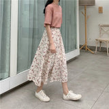 Women Vintage Clothes Long Skirts Harajuku Tender Temperament Streetwear Stylish Spring Summer Elastic Waist