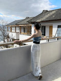 Ocean Print Blue High Fashion Tube Top Women Summer 2022 Corset Crop Top Designer