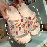 Slippers Leisure Fashion Cartoon Bear Design for Ladies Daily Wearing Beach Garden Light EVA Thicken Sole Flat