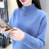 Women Candy Colors Sweaters Fashion Autumn Winter Warm Mohair O-Neck Pullover Long Sleeve Casual Female Jumper Knitted
