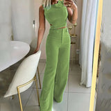 Zingj New Autumn 2023 Fashion Casual Slim Temperament Pure Color Button Suit Pants-Outfit