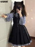 Lolita Sweet Girl Dress Kawaii Cute Suspender 2-Piece Set Women Casual Shirt JSK Japanese