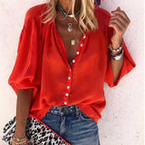 Solid Oversized Loose Shirt Vintage Button Tunic Summer Tops and Blouses Women's Clothing blusas mujer de moda