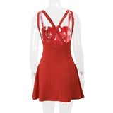 Red Bow Straps Mini Dress- Outfit