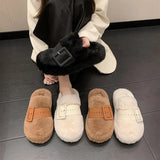 Fur Slippers Women Wear 2025 Autumn New High-End Half-Slip Slippers Lazy One-Legged Women's