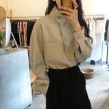 Autumn Women Long Sleeve Shirt Casual Office Lady Lapel Shirt Fashion Elegant Solid