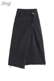 Fashion Loose Sexy Lrregular Denim Skirt Women 2023 Long Jean Skirt High Waist Pencil Skirt Ladies Black Casual