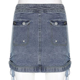 Vintage Bandage Jeans Skirts Women High Waisted Pencil Skirts Women Fashion Cargo Streetwear Korean