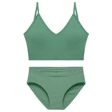 Lingerie Seamless Tops Set Low-waist Panties Women Wireless Underwear Suit Soft Padded Bras Set Backless Bralette