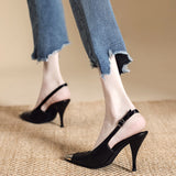 ~~ Sexy High Heels Black Fine Heel Back Empty Single Shoes Head
