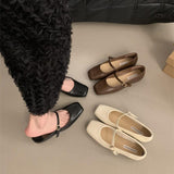Zingj Temperament Square Head Shallow Mouth Casual Flat Bottom Versatile Single Shoes In 2024 Spring And Autumn New Soft Bottom Comfortable Low Heel Women's Single