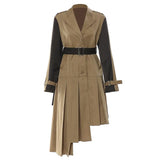 New Irregular Tailoring Splicing Bumpy Long Wind Coat Coat Coat Women