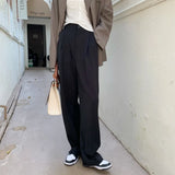 Chic Casual Loose Trousers Elastic High Waist Female Wide Leg Pants 2021 Autumn Winter Ladies Suit