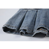 Clothing Denim Half Body Skirt Vintage Blue High Waist Casual Fashion Baggy A Word Pleated Short Skirt Ladies