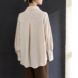 French Long Sleeve Striped Shirt Coat Female 2025 Spring Design Sense Niche Retro Top With A Bottom Shirt-Outfit