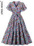 Summer Women Pin Up Flower Print Casual Party Dress Short Sleeve Retro Robe 60s 50s Vintage Rockabilly Swing Dress
