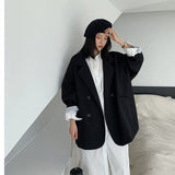 Women Minimalist Solid Outwear Loose Elegant Retro Official Fashion High Street Feminine All-match Spring