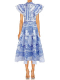 Fashion Printed Dress Women's Spring 2025 New Korean Casual High-Sleeve High-Rise Half-Senior