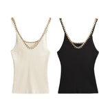 2025 New Slim Slim Lace Stitching Sling Vest 4192017 Metal Knit