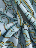 Chain Print Crop Top Woman Blue Wrap Long Sleeve Shirts And Blouses For Women Fashion 2023 Knot Elegant Women's