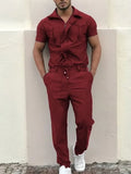 Summer Casual Bib Jumpsuit Men Fashion Loose Pockets Cargo Short Pant Overalls Romper Retro Men Loose Long Letter