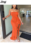 Off Shoulder Women Long Maxi Dress Solid Bodycon High Slit Evening Dresses 2025 Summer Sexy Night Club Party Vestidos 211-0-Outfit