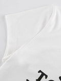 Short Sleeve Letter Graphic Crop Top- Outfit