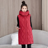 Autumn And Winter Large Size Plus Thick Cotton Clothing Korean Version Of The Long Knee Vest Girls Sleeveless Cotton Vest Coat-Outfit