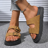 Summer New One-Legged Retro-Soled Sandals Belt Buckle Fashion Bhikeen